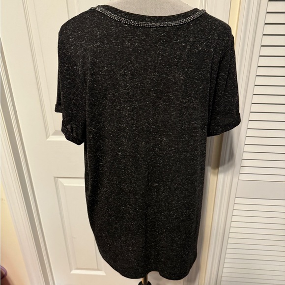 Torrid Classic Fit Jersey Crew Neck Rhinestone Pocket Roll Sleeve tee - Picture 3 of 6